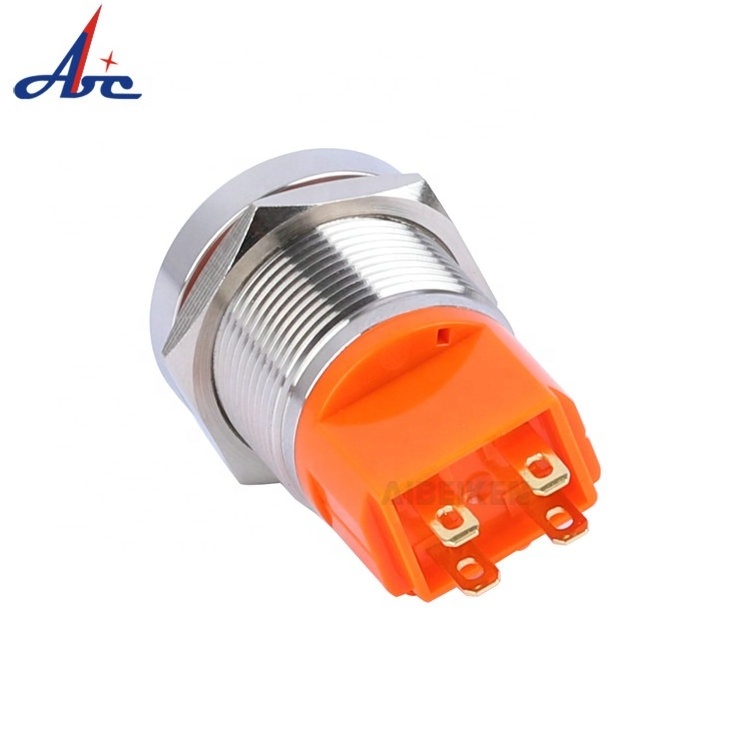 22mm Flat Head Led Light Waterproof Stainless Steel Push On Off Lock Spring Touch Button Switch