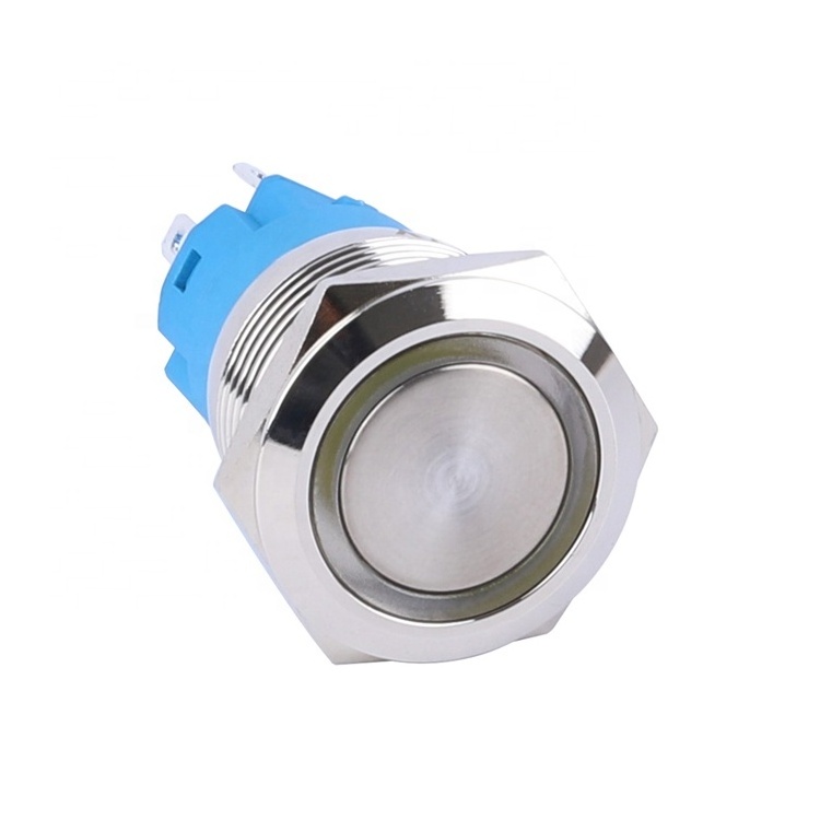 ON OFF Latching 19mm IP67 Waterproof Illuminated 12V LED Push button switch with wire connector