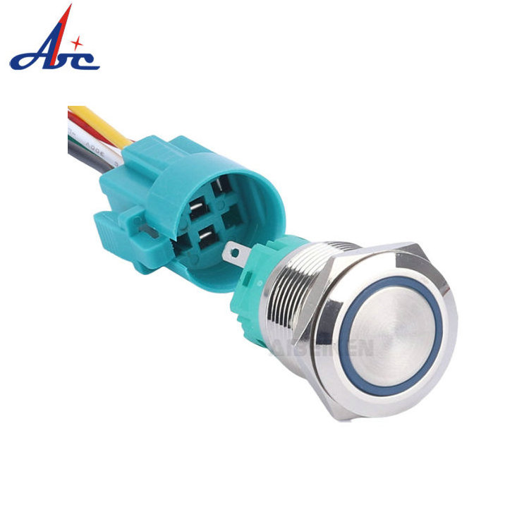 19MM Dpdt Elevator Waterproof 12v Halo Switch Push Button , Industrial Mini Stainless Steel Metal Momentary Push Button Switch