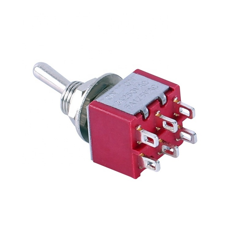 6mm Mounting Hole 6A 125VAC 3 Position 250V 6 Pole DPDT 6 Pin 3 Way Toggle Switch ON OFF ON