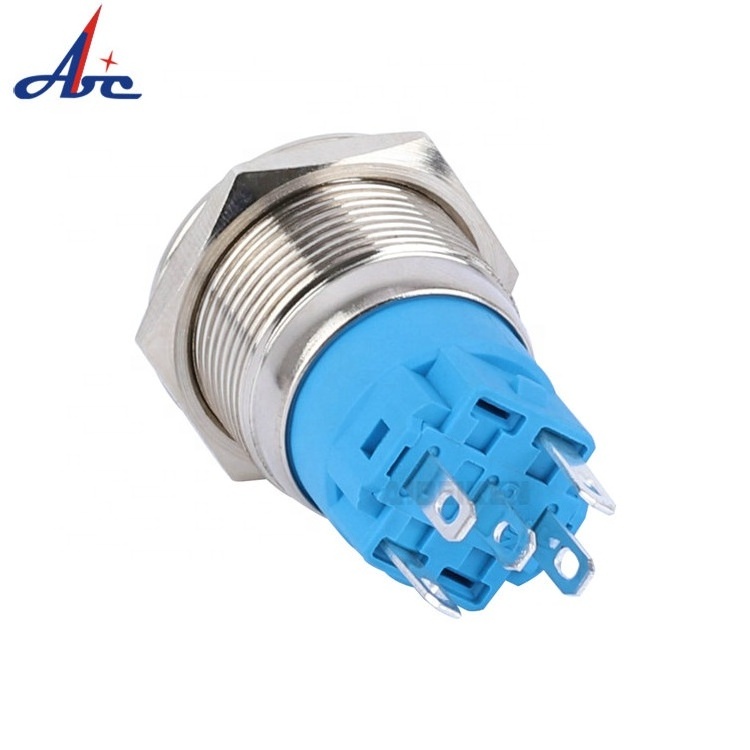 ON OFF Latching 19mm IP67 Waterproof Illuminated 12V LED Push button switch with wire connector