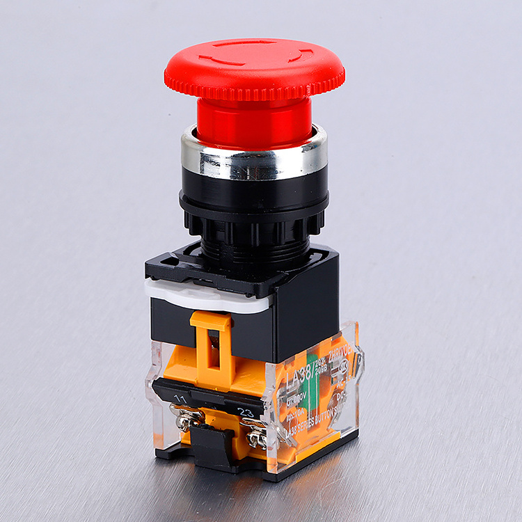 22mm 1NO1NC 2NO2NC Emergency stop switch PC Rorary Switch Self Locking Momentary Maintained On-Off RGB Led Flush Switch