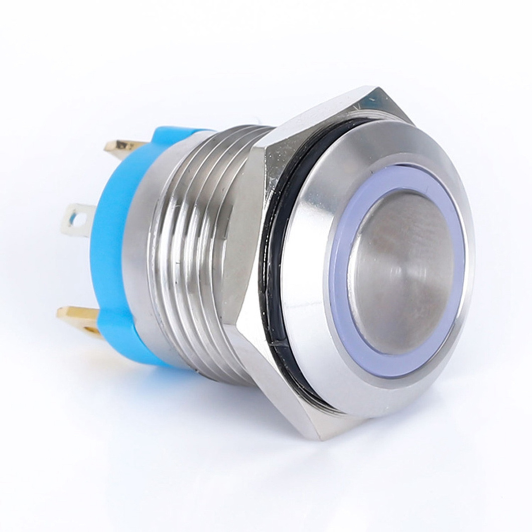 Factory Price 19mm Heavy Duty Momentary 4pin 12v 24v 36v Ring Led Push Button Light Switch