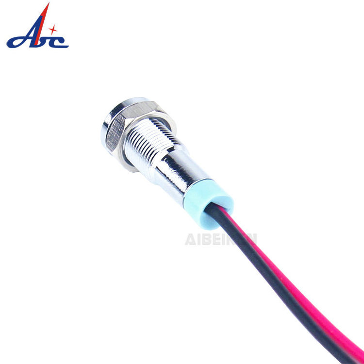 Mini Small 6mm Flat Panel Mounted 220V 150mm Wire RED Blue Color Signal Pilot Indicator lamp with high bright LED