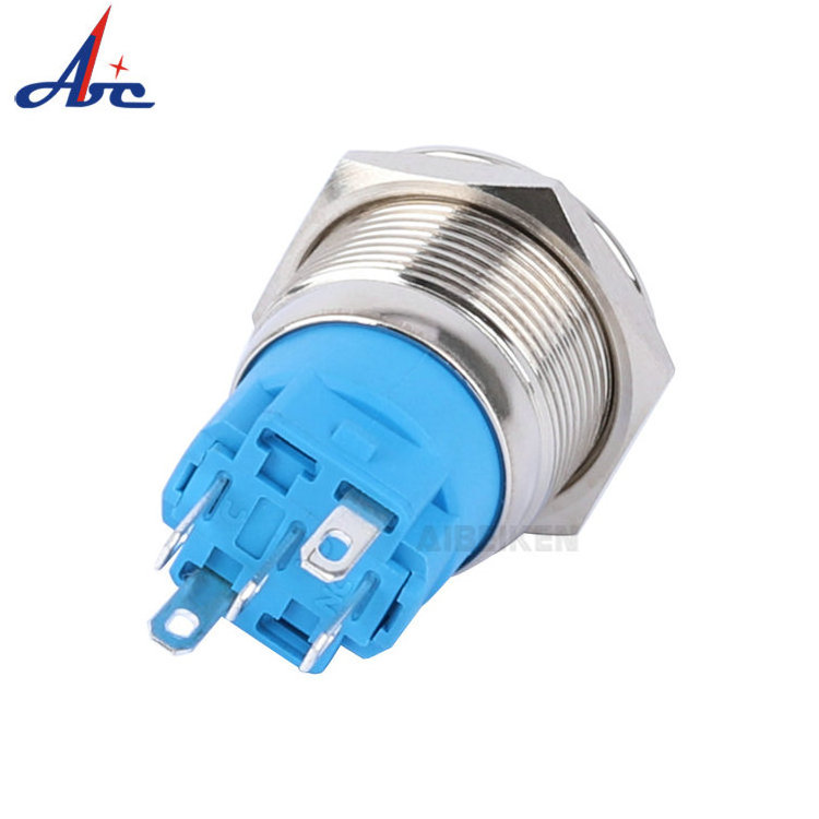 ON OFF Latching 19mm IP67 Waterproof Illuminated 12V LED Push button switch with wire connector