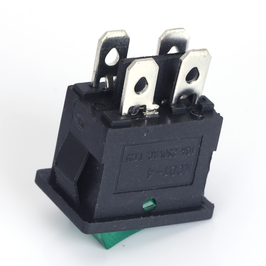 Widely Using 15*21mm Black PA66 ON-OFF Short Double Row 4PIN Mini Rectangle Rocker Switch 250V kcd1 with Light