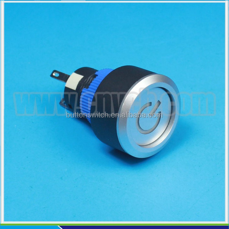 N2228 waterproof 22mm start power symbol illumination,momentary or latching plastic pushbutton power switch with LED symbol