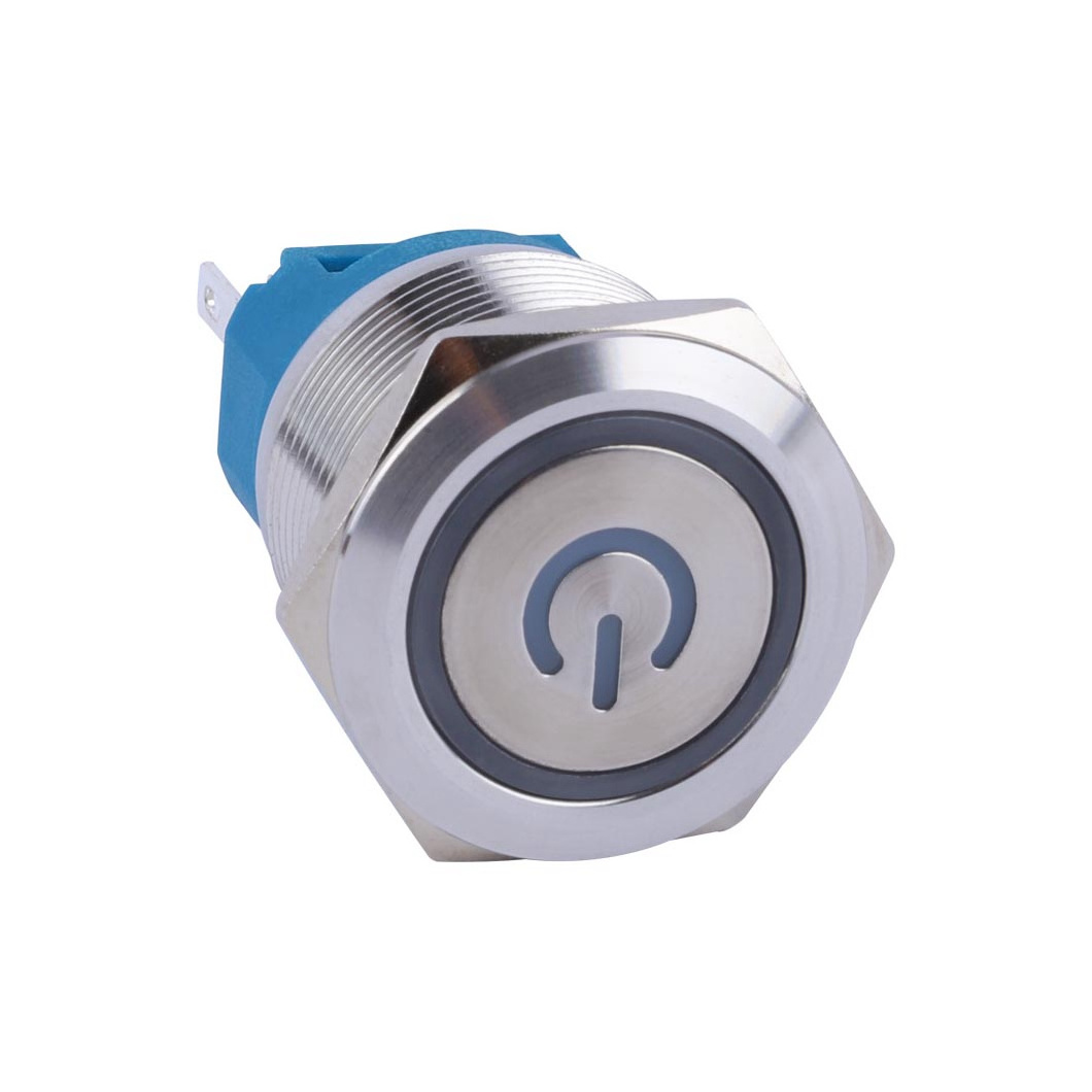 22 mm Ring Power  Waterproof Push Button Switch Led Momentary Latching Customized Logo Symbol big push button