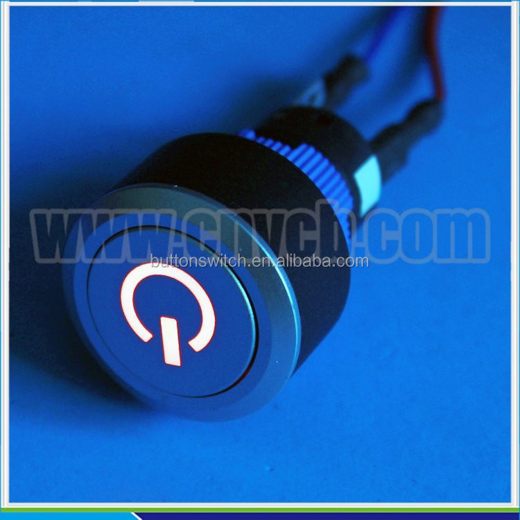 N2228 waterproof 22mm start power symbol illumination,momentary or latching plastic pushbutton power switch with LED symbol