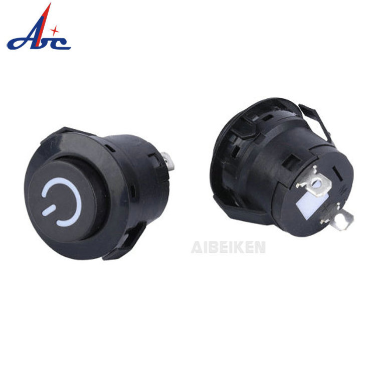 black cover blue light self-locking DS-24 Good Quality Momentary Latching 3 Pin Terminal Small Plastic Push Button Switch