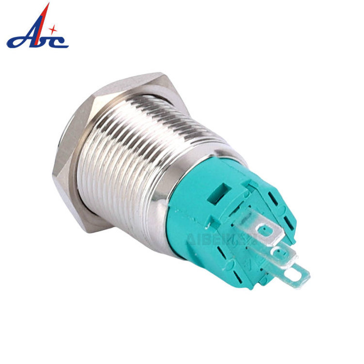 16mm IP65 Waterproof High Round Momentary 1NO1NC Stainless Steel Micro Push Button Switch