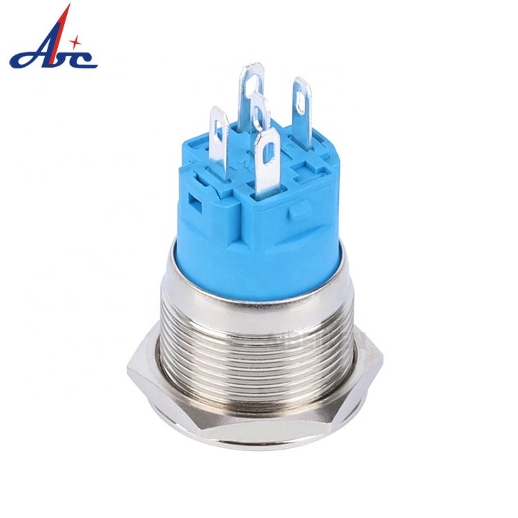 ON OFF Latching 19mm IP67 Waterproof Illuminated 12V LED Push button switch with wire connector