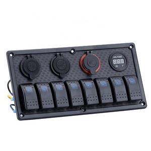 Best Selling 8 Gang Dual USB Voltmeter Cigarette Lighter Car Boat LED Rocker Switch Control Panel  Marine Rocker Switch Panel