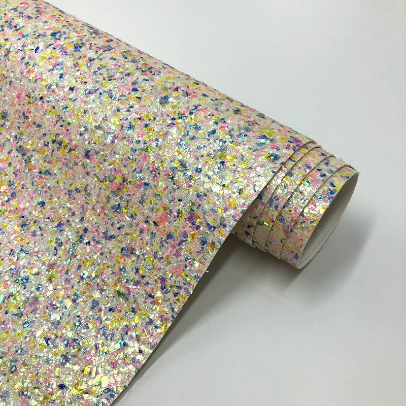 (BY6200) Neon Tinsel Chunky Glitter Fabric For Christmas Decoration Package Material