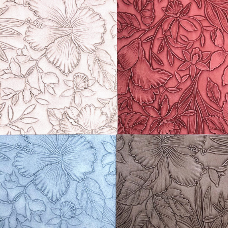 BY6261 Synthetic Embossed Floral Leather For Shoes Handbags Purse Notebook Bows Belts Crafts