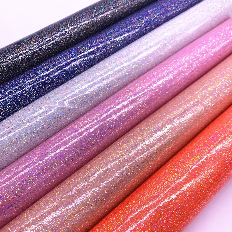 PVC Glitter Vinyl Leather Fabric For Kid's Bags Purses Hairbows