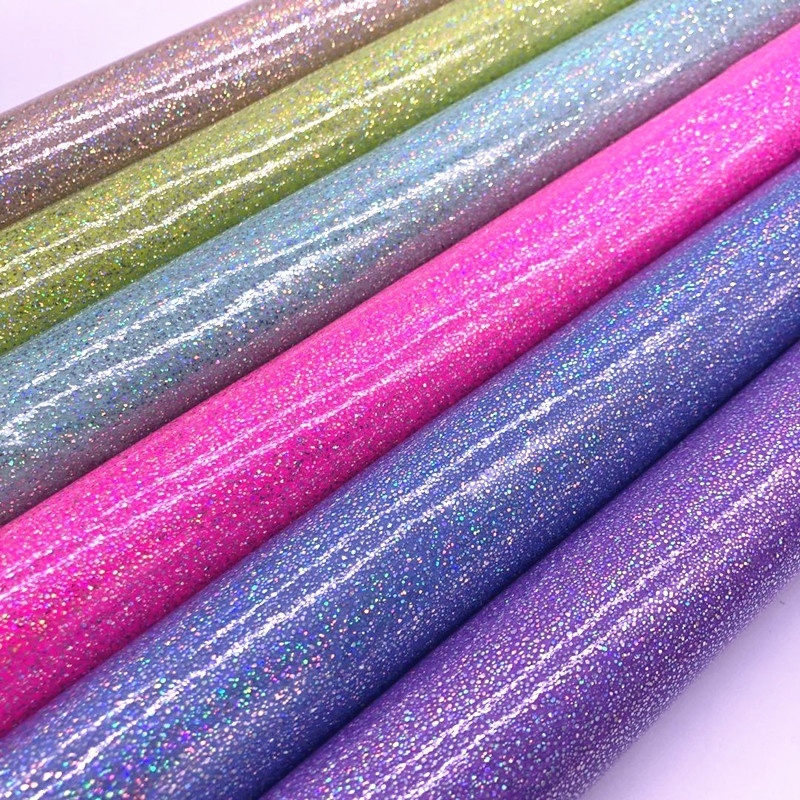 PVC Glitter Vinyl Leather Fabric For Kid's Bags Purses Hairbows