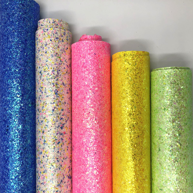 (BY6200) Neon Tinsel Chunky Glitter Fabric For Christmas Decoration Package Material