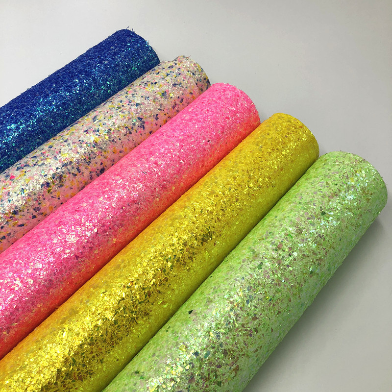 (BY6200) Neon Tinsel Chunky Glitter Fabric For Christmas Decoration Package Material