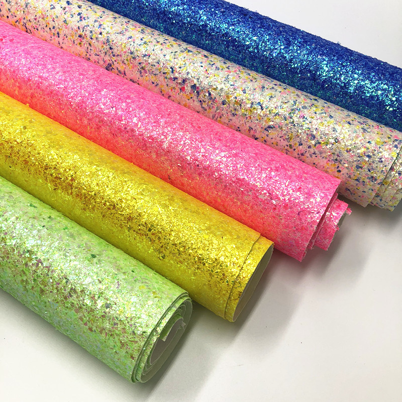 (BY6200) Neon Tinsel Chunky Glitter Fabric For Christmas Decoration Package Material