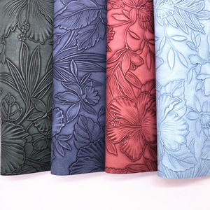 BY6261 Synthetic Embossed Floral Leather For Shoes Handbags Purse Notebook Bows Belts Crafts