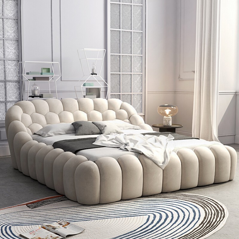 Modern Bedroom Furniture Fabric Bubble Double Bed