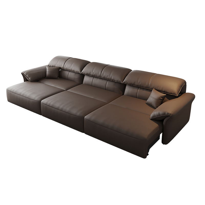 Small unit living room electric function retractable leather sofa