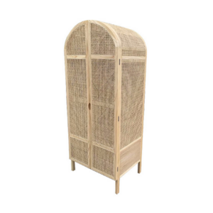 Two door solid wood natural rattan wardrobe