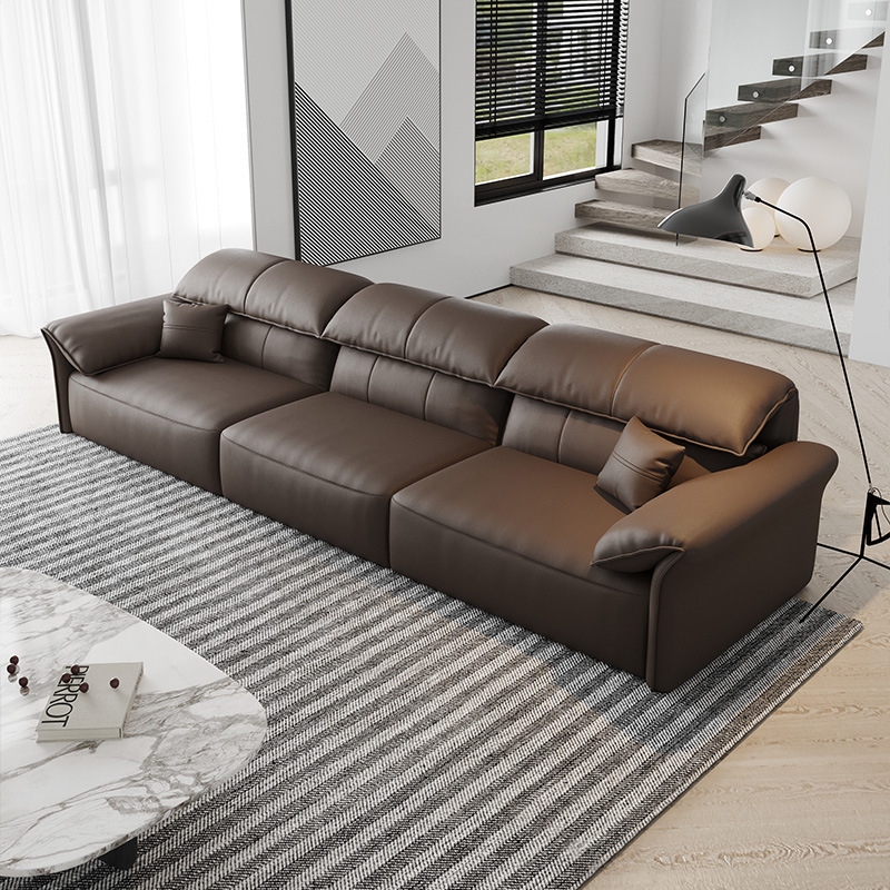 Small unit living room electric function retractable leather sofa