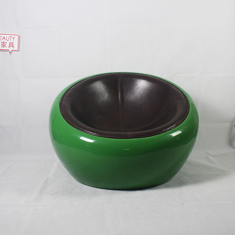 modern style leather Scoop round Fiberglass Half Dome Chair