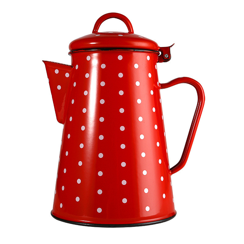 Outdoors Percolator Coffee Pot Enamelware Campfire Coffee Boiler Kettle for Outdoor Camping Cookware