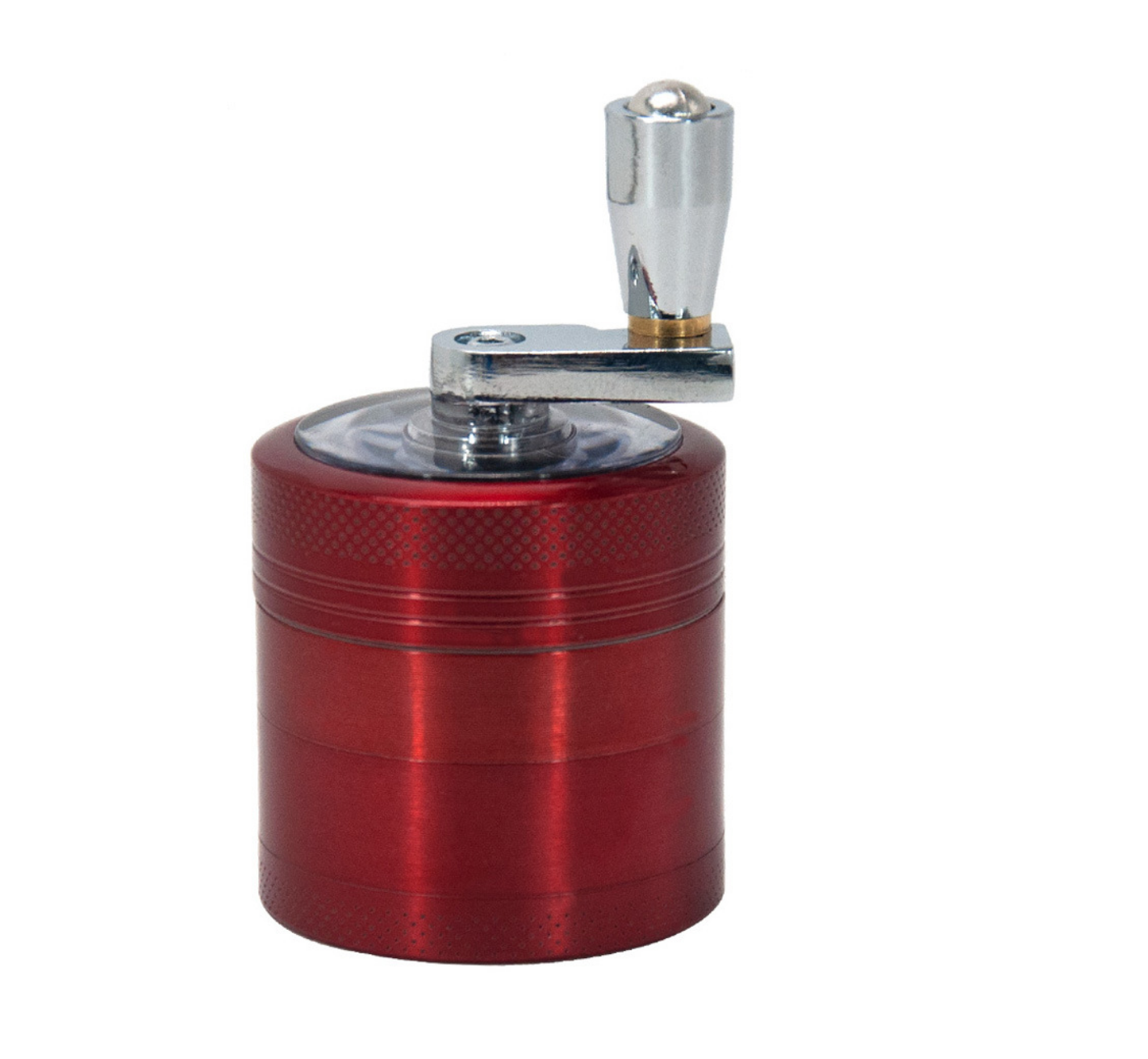 Herb Grinder Hand Crank Spice Grinder with Magnetic Lid and Clear Top Aluminum Manual Large Grinder with Handle