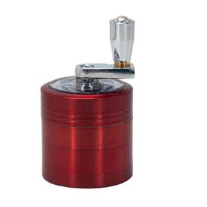 Herb Grinder Hand Crank Spice Grinder with Magnetic Lid and Clear Top Aluminum Manual Large Grinder with Handle