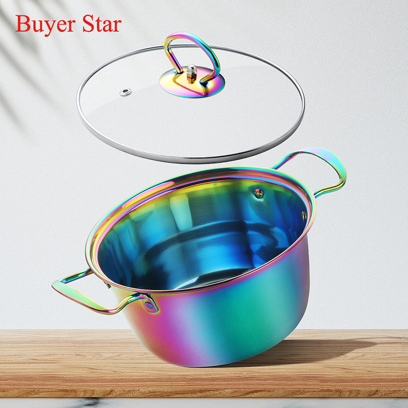 Cookware set stainless steel Cooking Pot soup pot with lid for Milk Soup instant Noodle