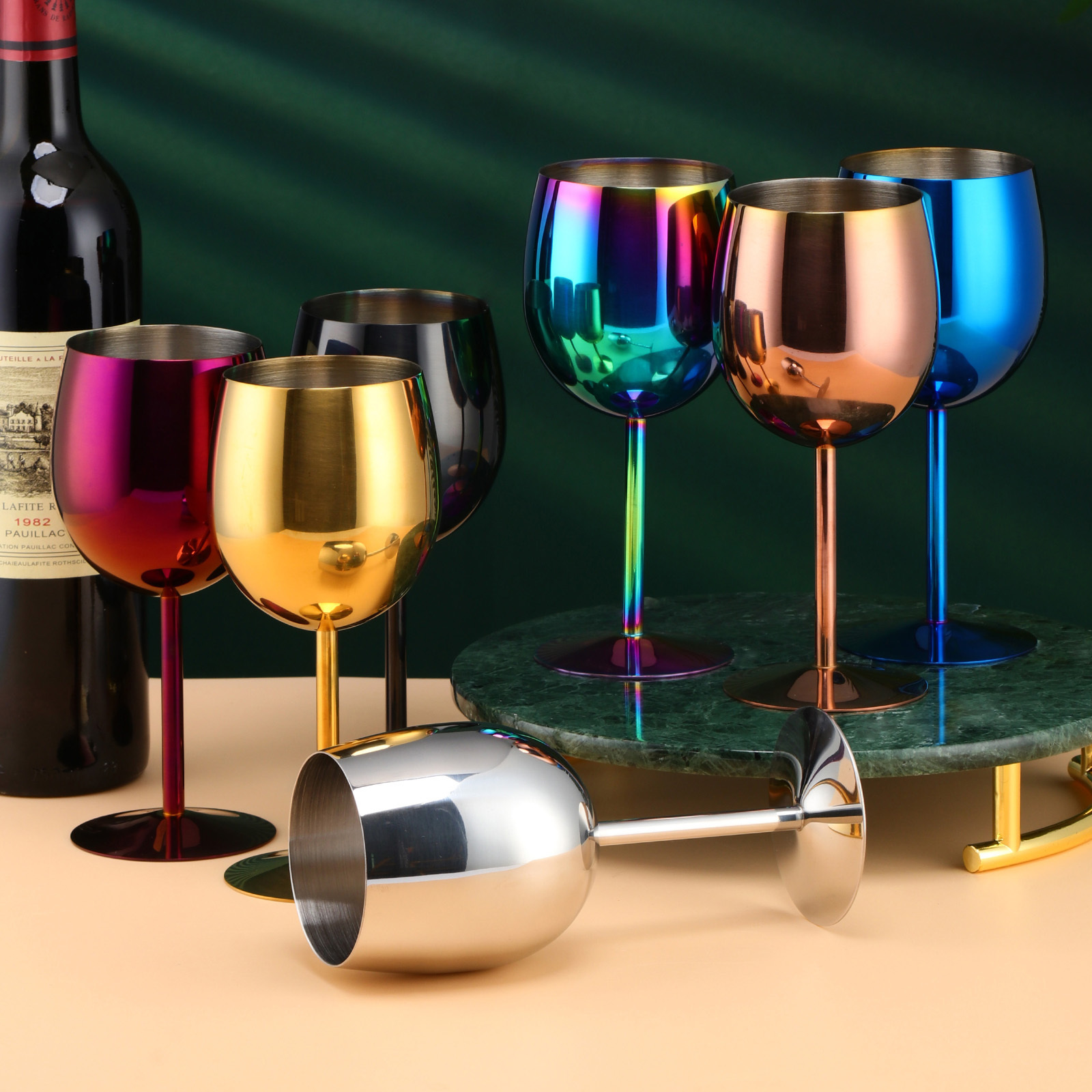 Buyer Star High Quality Goblets Red Wine Glasses Stainless Steel Stopper Cocktail Glass Wine Goblet