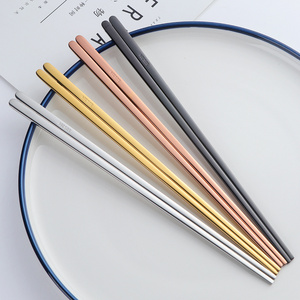 Buyerstar High Quality Popular Korean Style 304 Stainless Steel Metal Flat Chopsticks