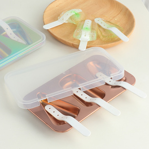 Home DIY 3 Cavities Ice Cream Mold Ice Pop Ice Cream Maker Popsicle Mold with stick and lid