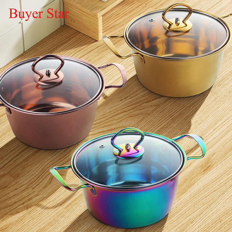 Cookware set stainless steel Cooking Pot soup pot with lid for Milk Soup instant Noodle