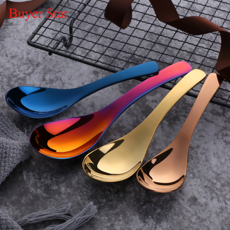 Hot sale Chinese Korean Style SS304 stainless steel Golden court soup spoon