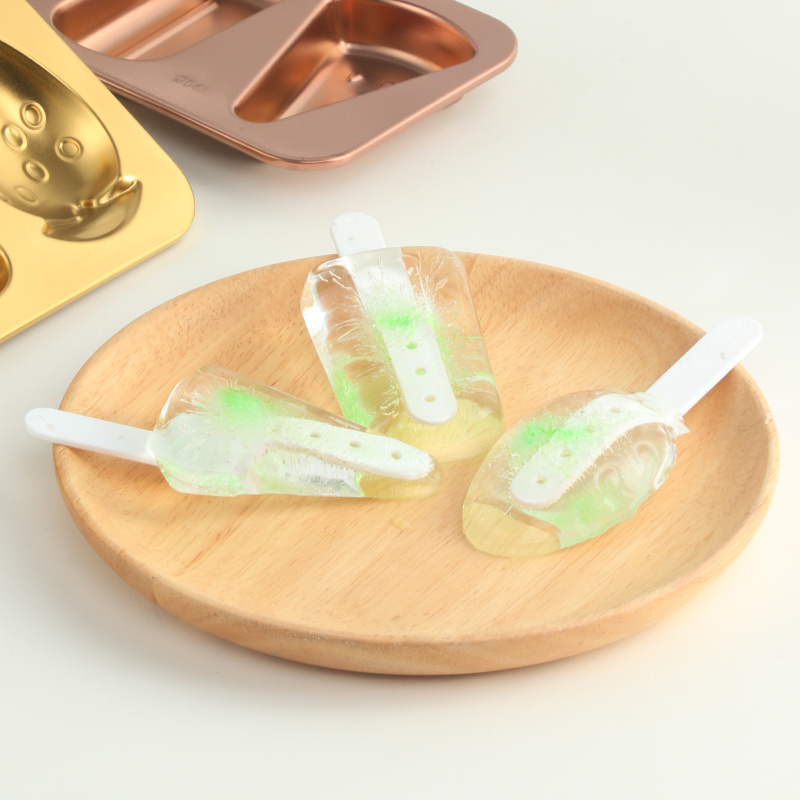 Home DIY 3 Cavities Ice Cream Mold Ice Pop Ice Cream Maker Popsicle Mold with stick and lid