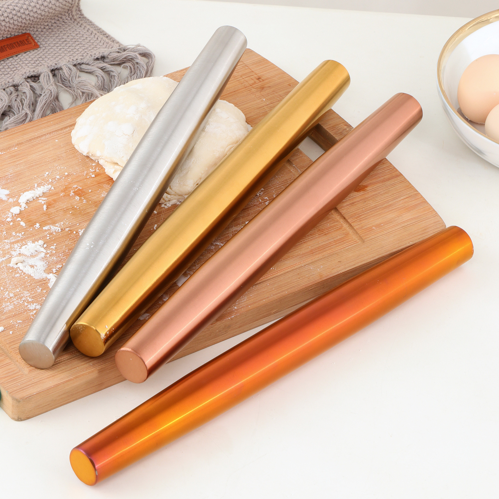 High Quality Non-stick Kitchen Baking Stainless Steel 304 Colored Metal Rolling Pin