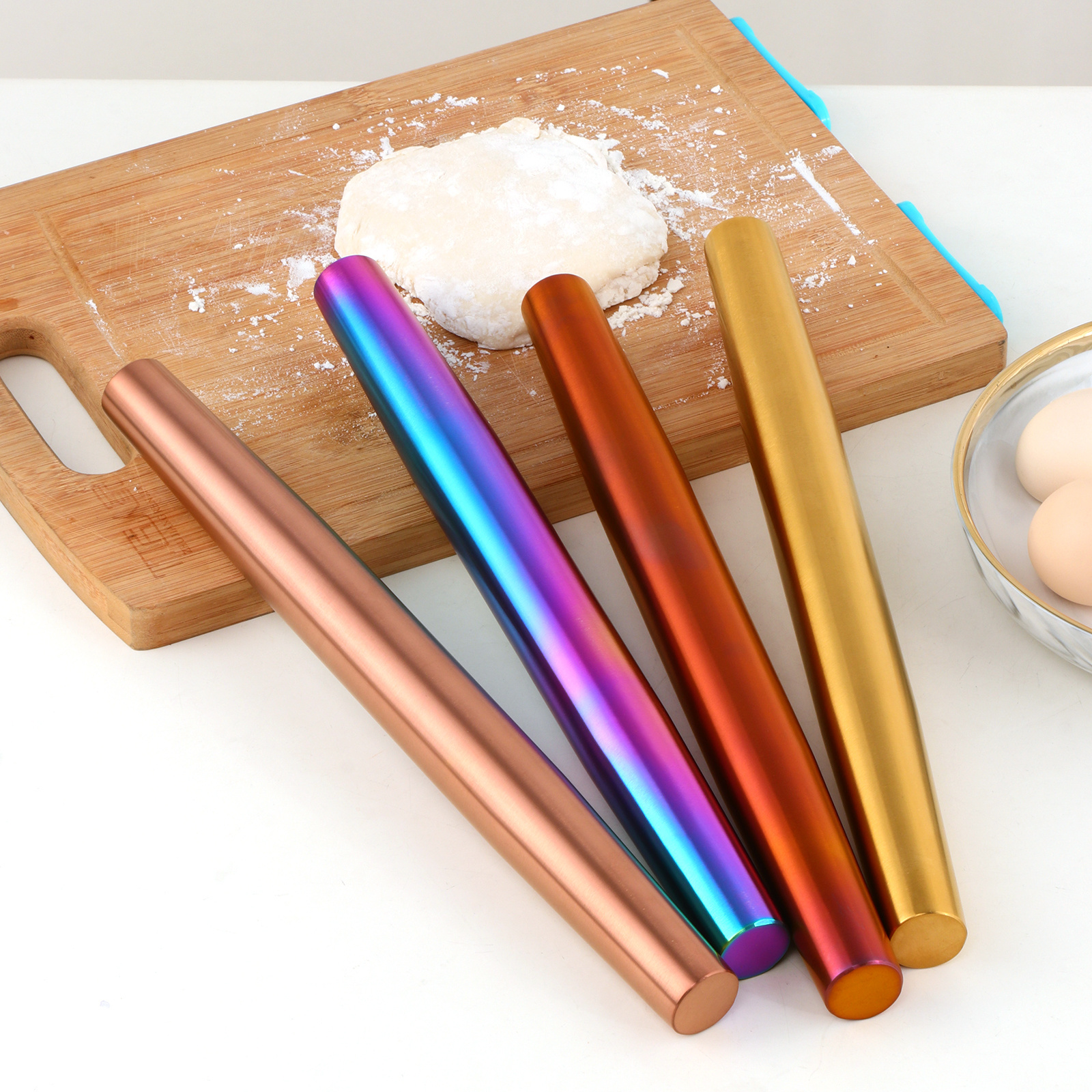 High Quality Non-stick Kitchen Baking Stainless Steel 304 Colored Metal Rolling Pin