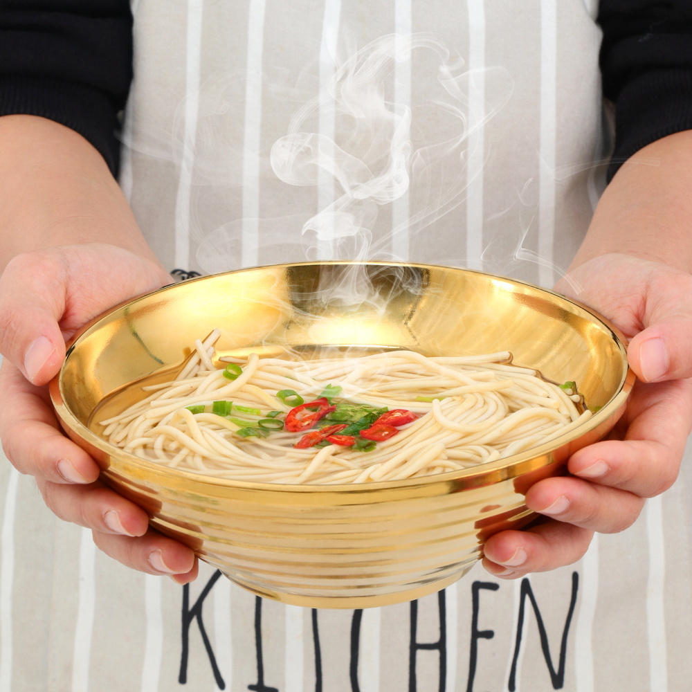 Wholesale custom 18/8 stainless steel Japanese ramen noodle bowl double wall salads Udon bowl