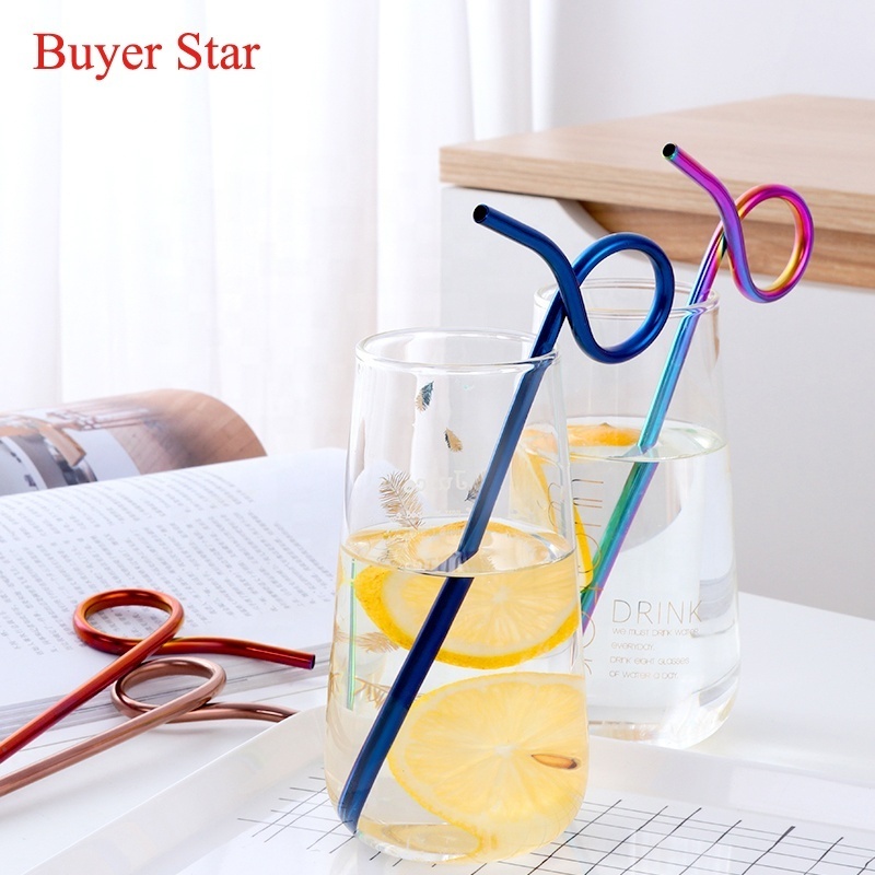 New Design Reusable Colorful Crazy Loop 96 Shape Stainless Steel Custom Fun Metal Straws