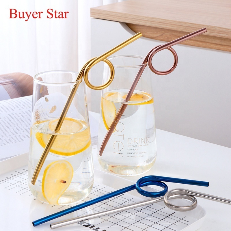 New Design Reusable Colorful Crazy Loop 96 Shape Stainless Steel Custom Fun Metal Straws