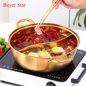 High Quality factory cookware set Stainless Steel 304 Divided hot pot with lid