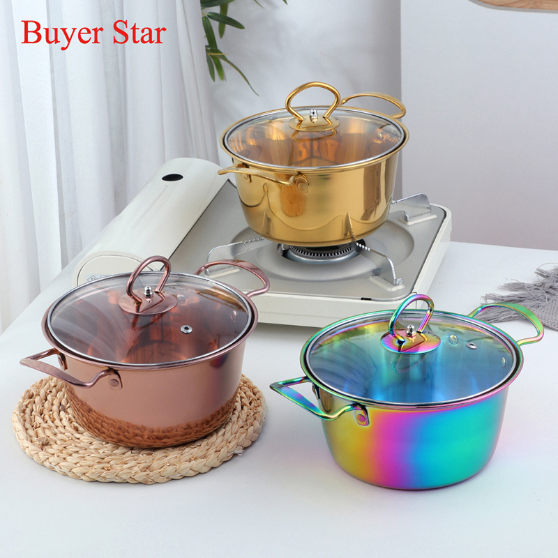 Cookware set stainless steel Cooking Pot soup pot with lid for Milk Soup instant Noodle