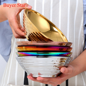 Custom logo Stainless Steel Bowl Japanese Double Wall Noodle Soup Bowls Salad Ramen Bowl