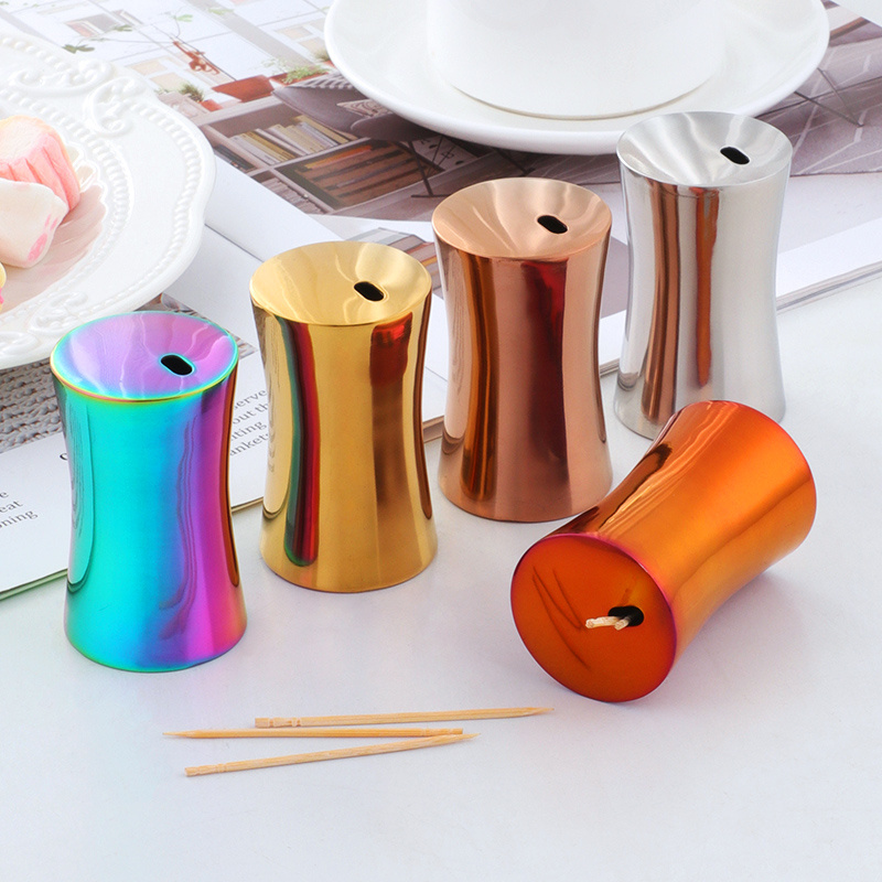 Titanium Steel European Style Sleek High-End Mini Toothpick Holder for Storage