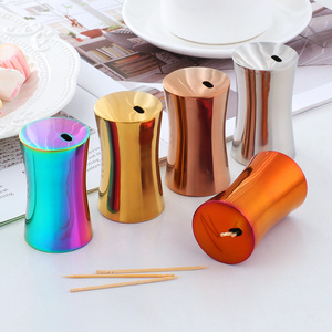 Titanium Steel European Style Sleek High-End Mini Toothpick Holder for Storage